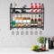 Black 2-Tier Bar Wall-Mounted Shelf Metal Wine Rack for 20 Bottles & 7 Goblets